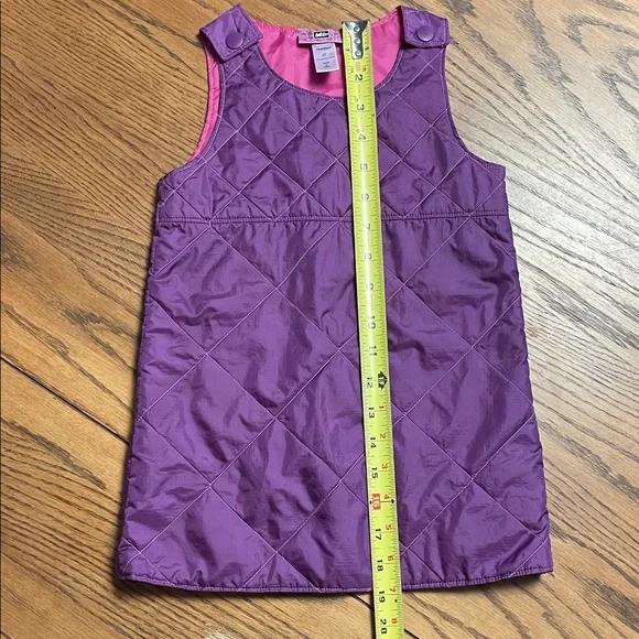 REI Purple quilted Dress, snap closure over the shoulders, size 2T, pink lining - Picture 5 of 9